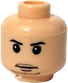 Minifigure, Head Male Thin Mouth with Stubble Goatee Pattern - Blocked Open Stud