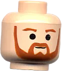 Minifigure, Head Dark Orange Trim Beard &#40;round below mouth&#41; and Eyebrows Pattern - Blocked Open Stud