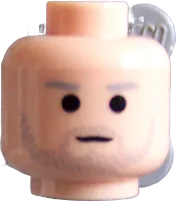 Minifigure, Head Male SW Gray Stubble and Gray Eyebrows Pattern &#40;Owen Lars&#41; - Blocked Open Stud