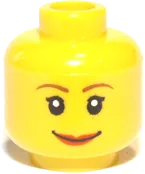 Minifigure, Head Dual Sided Female Brown Eyebrows, Scared / Smile Pattern - Blocked Open Stud