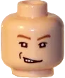 Minifigure, Head Male Brown Eyebrows, White Pupils, Sneer, Right Dimple Pattern - Blocked Open Stud