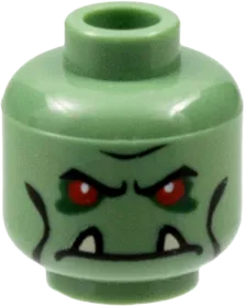 Minifigure, Head Alien with Red Eyes and Lower Fangs Pattern - Blocked Open Stud