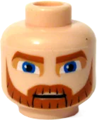 Minifigure, Head Beard Dark Orange, Eyebrows and Moustache and Large Blue Eyes Pattern &#40;SW Clone Wars Obi-Wan Kenobi&#41; - Blocked Open Stud