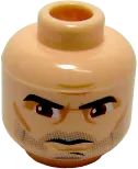 Minifigure, Head Male Thick Eyebrows, Brown Eyes, Five O'Clock Shadow Stubble Pattern &#40;SW Captain Rex&#41; - Blocked Open Stud