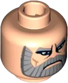 Minifigure, Head Beard Gray with Gray Eyebrows, Downturned Mouth, Deeply Furrowed Brow Pattern &#40;Dooku Clone Wars&#41; - Blocked Open Stud