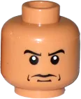 Minifigure, Head Dual Sided Skull Mask / Arched Eyebrows and White Pupils Pattern - Blocked Open Stud