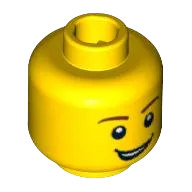 Minifigure, Head Male Reddish Brown Eyebrows, Open Lopsided Grin with Teeth, White Pupils Pattern - Blocked Open Stud