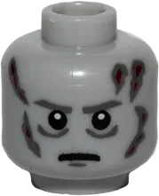 Minifigure, Head Male Scars Gray Left & Right, Gray Eyebrows, White Pupils Pattern &#40;Darth Vader&#41; - Blocked Open Stud