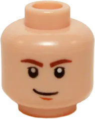 Minifigure, Head Male Brown Eyebrows, White Pupils and Brown Chin Dimple Pattern &#40;SW Han Solo&#41; - Blocked Open Stud