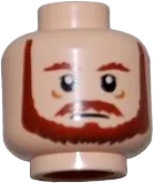 Minifigure, Head Beard with Brown Eyebrows, Moustache and Beard Pattern - Blocked Open Stud