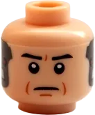 Minifigure, Head Alien with SW Black Eyebrows, Eyes with Pupils, Frown, Implant on Back Pattern &#40;Lobot&#41; - Blocked Open Stud