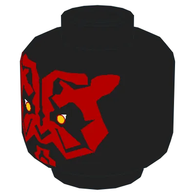 Minifigure, Head Alien with SW Darth Maul, Red Face Pattern - Blocked Open Stud