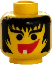 Minifigure, Head Female with Hair Framed Face, Eyebrows and 1 Tooth in Mouth Pattern - Blocked Open Stud
