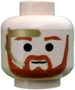 Minifigure, Head Beard with Dark Orange Trim Beard &#40;round below mouth&#41; and Eyebrows, Gold Headset Pattern &#40;SW Obi-Wan Kenobi&#41; - Blocked Open Stud