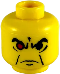 Minifigure, Head Male Angry Eyebrows and Red Eye Pattern - Blocked Open Stud