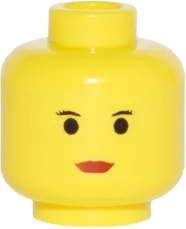 Minifigure, Head Female with Red Lips, Small Eyebrows Pattern - Blocked Open Stud