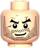 Minifigure, Head Beard Stubble, Arched Eyebrows, White Pupils and Scars Pattern - Hollow Stud