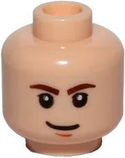 Minifigure, Head Male Brown Eyebrows, White Pupils and Brown Chin Dimple Pattern &#40;SW Han Solo&#41; - Hollow Stud