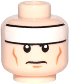 Minifigure, Head Dual Sided White Headband and Cheek Lines, Frown / Determined Pattern &#40;Batman&#41; - Hollow Stud