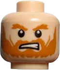 Minifigure, Head Dual Sided LotR Rohan Soldier Shaggy Beard and Eyebrows Frowning / Grimacing Pattern - Hollow Stud
