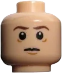 Minifigure, Head Dual Sided LotR Frodo Brown Eyebrows Tired / Poisoned, Wide Gray Eyes Pattern - Hollow Stud