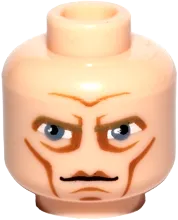 Minifigure, Head Male Large Blue Eyes, Cheek Lines and High Brow Pattern &#40;SW Clone Wars Pre Vizsla&#41; - Hollow Stud