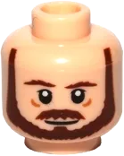 Minifigure, Head Dual Sided Beard, Brown Eyebrows, Moustache, White Pupils / Breathing Apparatus Pattern &#40;SW Qui-Gon&#41; - Hollow Stud