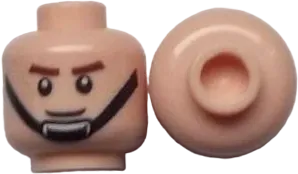 Minifigure, Head Male Brown Eyebrows, Smile, Black Chin Strap Pattern - Hollow Stud