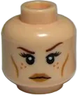 Minifigure, Head Dual Sided Female LotR Tauriel, Freckles, Calm / Angry, Bared Teeth Pattern - Hollow Stud