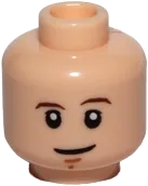 Minifigure, Head Dual Sided Brown Eyebrows, White Pupils, Smile / Open Mouth Angry Pattern &#40;SW Luke Skywalker&#41; - Hollow Stud