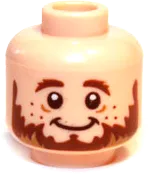 Minifigure, Head Dual Sided LotR Brown Beard and Freckles, Smile / Scared Pattern &#40;Ori&#41; - Hollow Stud