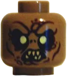 Minifigure, Head Dual Sided LotR Goblin Light Yellow Eyes, 8 Teeth / 7 Teeth Pattern - Hollow Stud