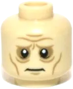 Minifigure, Head Dual Sided LotR Wrinkles and Sunken Eyes Worried / Angry Pattern &#40;Grima&#41; - Hollow Stud
