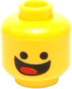 Minifigure, Head Dual Sided Black Standard Eyes, Smile with Tongue / Standard Grin Pattern &#40;Benny&#41; - Hollow Stud