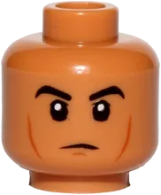 Minifigure, Head Black Eyebrows, Cheek Lines, Chin Dimple, White Pupils Pattern - Hollow Stud