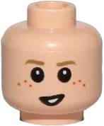 Minifigure, Head Dual Sided Child Freckles, Concerned / Crooked Smile Pattern &#40;SW Anakin&#41; - Hollow Stud