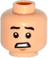 Minifigure, Head Dual Sided Black Eyebrows, Chin Dimple, Smile / Scared with Clenched Teeth Pattern &#40;Zach&#41; - Hollow Stud