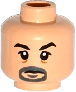 Minifigure, Head Dual Sided Goatee, Black Eyebrows, Bags under Eyes, Closed Mouth / Open Mouth with Teeth Pattern - Hollow Stud