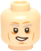 Minifigure, Head Dual Sided Gray Eyebrows, Lines, White Pupils, Neutral / Open Mouth Lopsided Grin Pattern &#40;Han Solo&#41; - Hollow Stud