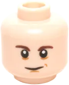 Minifigure, Head Dual Sided Dark Brown Eyebrows, Chin Dimple with Smile / Open Mouth Smile Pattern &#40;Sheldon Cooper&#41; - Hollow Stud