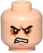 Minifigure, Head Dual Sided SW Black Eyebrows, Sunken Eyes, Red Beauty Mark / Mole, Concerned / Angry Pattern &#40;Kylo Ren&#41; - Hollow Stud