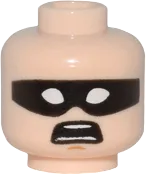 Minifigure, Head Dual Sided Black Eye Mask with Eye Holes, Chin Dimple, Smile / Scared Pattern &#40;Robin&#41; - Hollow Stud