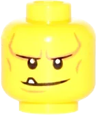 Minifigure, Head Dual Sided Black Eyebrows, White Pupils, Chin Dimple and Cheek Lines, Smile with Tooth / Frown Angry Pattern - Hollow Stud
