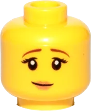 Minifigure, Head Dual Sided Female Reddish Brown Eyebrows, Nougat Lips, Pensive Smile / Scared Pattern - Hollow Stud