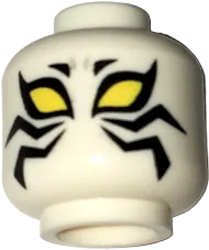 Minifigure, Head Alien with Large Yellow Eyes and Black Zigzag Stripes on Cheeks Pattern - Hollow Stud