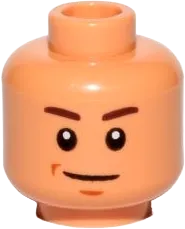 Minifigure, Head Brown Eyebrows, Chin Dimple, Smile Pattern &#40;SW Zander&#41; - Hollow Stud