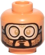 Minifigure, Head Dual Sided Glasses with Black Goggles, Frown / Smile without Goggles Pattern &#40;SW Bodhi Rook&#41; - Hollow Stud