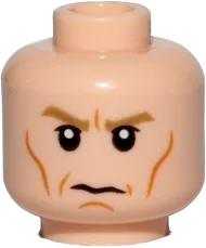 Minifigure, Head Male Dark Tan Eyebrows, White Pupils, Cheek Lines, Frown Pattern &#40;SW Director Krennic&#41; - Hollow Stud