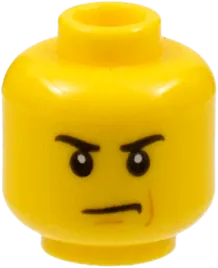 Minifigure, Head Male Angry Eyebrows and Scowl, Reddish Brown Left Cheek Line Pattern - Hollow Stud