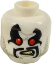 Minifigure, Head Dual Sided Alien with Red Eyes, Black Eyemarks, Moustache and Stubble, Open Grin / Confused Pattern - Hollow Stud
